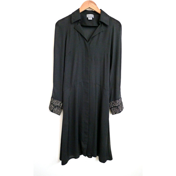 MAIYET Ethical Hand Beaded Cuff Silk Shirt Duster Midi Dress YOOX 34 0 2 XS $895 - Picture 1 of 9